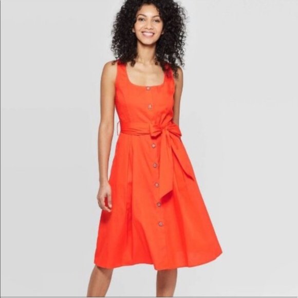 a new day Dresses & Skirts - A New Day Button Down Dark Orange Midi Dress 16